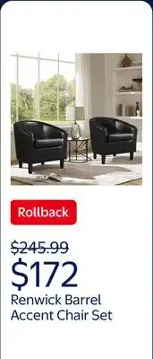 Walmart Renwick Faux Leather Barrel Accent Chair for Living Room, Set of 2, Black offer