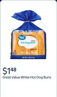 Walmart Great Value Hot Dog Buns, White offer
