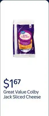 Walmart Great Value Colby Jack Deli Style Sliced Cheese offer