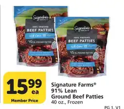 Vons Signature Farms 91% Lean Ground Beef Patties offer