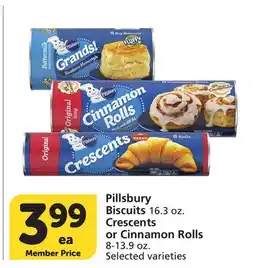 Vons Pillsbury Biscuits 16.3 oz. Crescents or Cinnamon Rolls 8-13.9 oz offer
