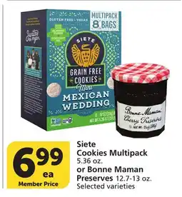Vons Siete Cookies Multipack 5.36 oz. or Bonne Maman Preserves 12.7-13 oz offer