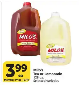 Vons Milo's Tea or Lemonade offer