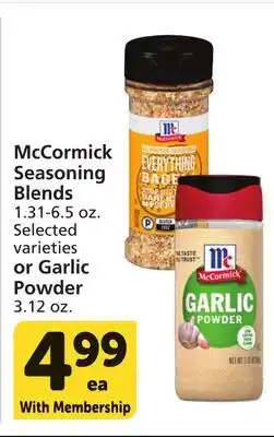 Vons McCormick Seasoning Blends 1.31-6.5 oz. Selected varieties or Garlic Powder 3.12 oz offer