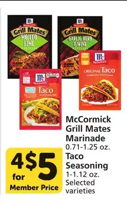 Vons McCormick Grill Mates Marinade 0.71-1.25 oz. Taco Seasoning 1-1.12 oz offer