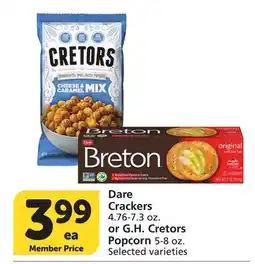 Vons Dare Crackers 4.76-7.3 oz. or G.H. Cretors Popcorn 5-8 oz offer