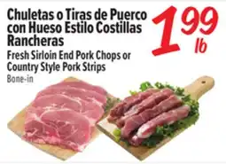 El Super Fresh Sirloin End Pork Chops or Country Style Pork Strips offer