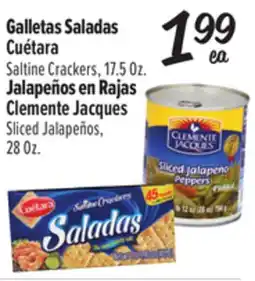 El Super Cuétara Saltine Crackers, 17.5Oz. Clemente Jacques Sliced Jalapeños, 2 8Oz offer