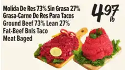 El Super Fresh Ground Beef 73% Lean 27% Fat-Beef Bnls Taco Meat Baged offer