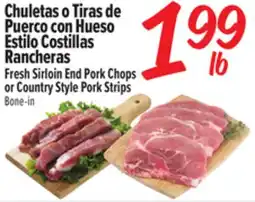 El Super Fresh Fresh Sirloin End Pork Chops or Country Style Pork Strips offer