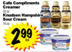 Superior Grocers Cafe Compliments Creamer 32 oz. Knudsen Hampshire Sour Cream 16 oz offer