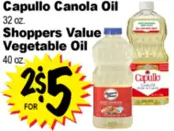 Superior Grocers Capullo Canola Oil, Shoppers Value Vegetable Oil offer