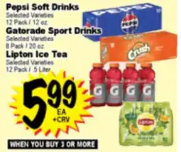 Superior Grocers Pepsi Soft Drinks, Gatorade Sport Drinks, Lipton Ice Tea offer