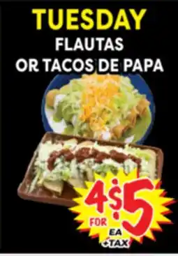 Superior Grocers TUESDAY FLAUTAS OR TACOS DE PAPA offer