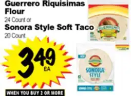 Superior Grocers Guerrero Riquisimas Flour 24 Count or Sonora Style Soft Taco 20 Count offer