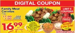 Superior Grocers Family Meal Carnitas offer