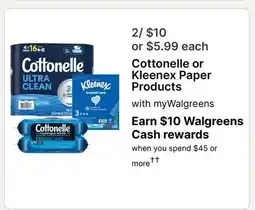 Walgreens Cottonelle or Kleenex Paper Products offer