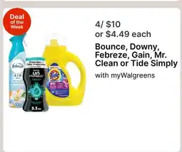 Walgreens Bounce, Downy, Febreze, Gain, Mr. Clean or Tide Simply offer