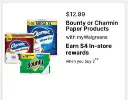 Walgreens Bounty or Charmin Paper Products offer