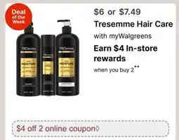 Walgreens Tresemme Hair Care offer
