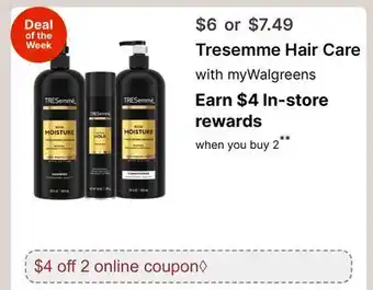 Walgreens Tresemme Hair Care offer
