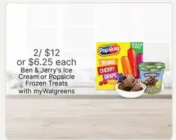 Walgreens Ben & Jerry's Ice Cream or Popsicle Frozen Treats offer