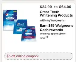 Walgreens Crest Teeth Whitening Products offer