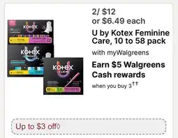 Walgreens U by Kotex Feminine Care offer