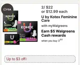 Walgreens U by Kotex Feminine Care offer