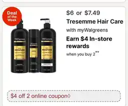 Walgreens Tresemme Hair Care offer