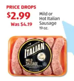 Aldi Mild or Hot Italian Sausage offer