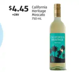 Aldi California Heritage Moscato offer