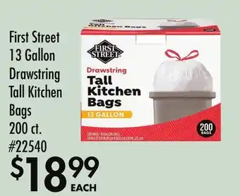 Smart & Final First Street 13 Gallon Drawstring Tall Kitchen Bags offer