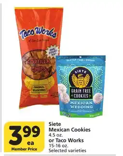 Albertsons Siete Mexican Cookies 4.5 oz. or Taco Works 15-16 oz offer