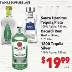 Vallarta Supermarkets Sauza Hornitos Tequila Plata offer