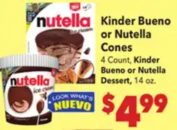 Vallarta Supermarkets Kinder Bueno or Nutella Cones offer