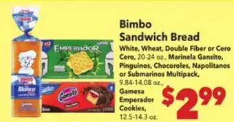 Vallarta Supermarkets Bimbo Sandwich Bread offer