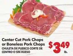 Vallarta Supermarkets Center Cut Pork Chops or Boneless Pork Chops / CHULETA DE PUERCO CORTE DE CENTRO O SIN HUESO offer