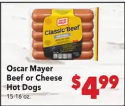 Vallarta Supermarkets Oscar Mayer Beef or Cheese Hot Dogs offer