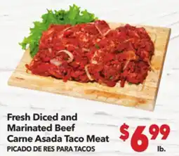 Vallarta Supermarkets Fresh Diced and Marinated Beef Carne Asada Taco Meat / PICHADO DE RES PARA TACOS offer
