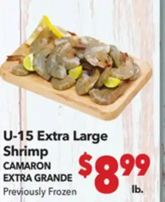 Vallarta Supermarkets U-15 Extra Large Shrimp / CAMARON EXTRA GRANDE offer