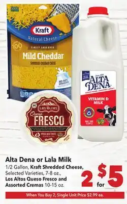 Vallarta Supermarkets Altá Dena or La Lana Milk offer