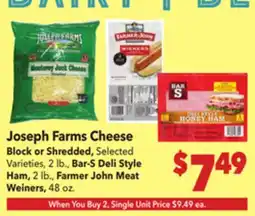 Vallarta Supermarkets Joseph Farms Cheese offer