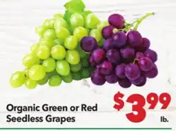 Vallarta Supermarkets Organic Green or Red Seedless Grapes offer