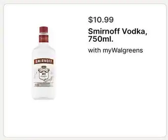 Walgreens Smirnoff Vodka, 750ml offer