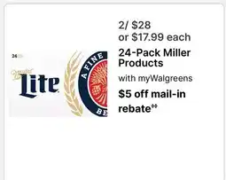 Walgreens 24-Pack Miller Products offer