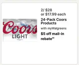 Walgreens 24-Pack Coors Products offer