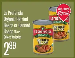 Jewel-Osco La Preferida Organic Refried Beans or Canned Beans offer