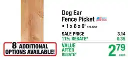 Menards Dog Ear Fence Picket offer