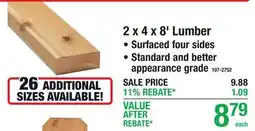 Menards 2 x 4 x 8' Lumber offer
